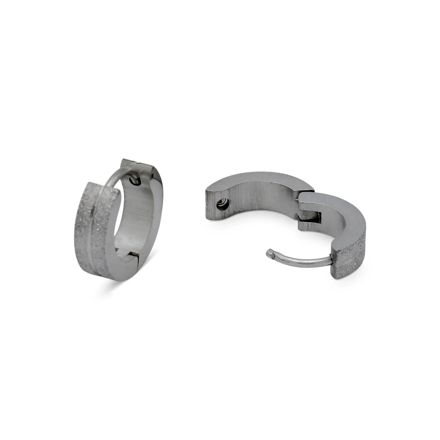Huggie Hoop Earrings Stainless Steel Sandblasted Texture