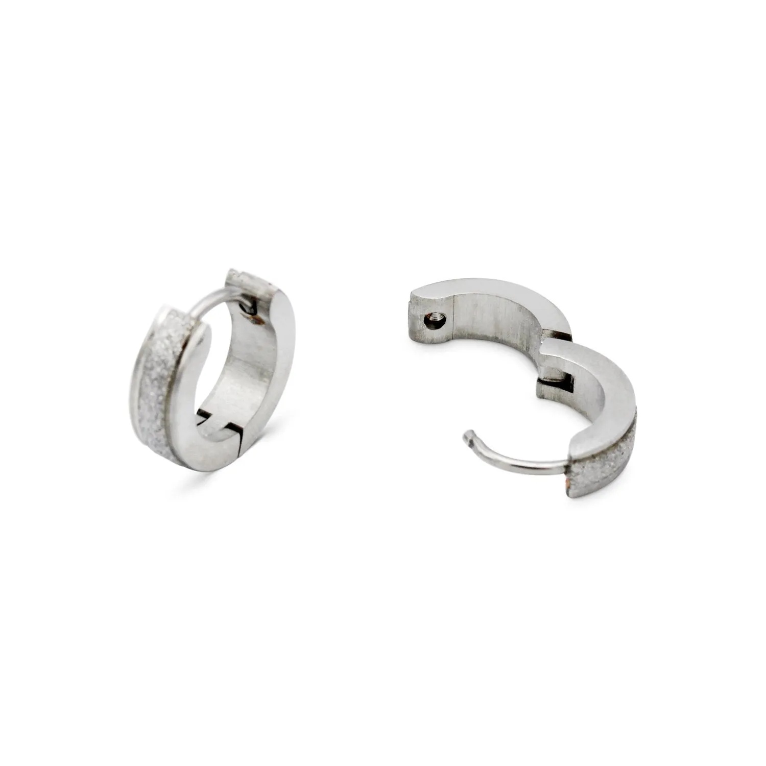 Huggie Hoop Earrings Stainless Steel Sandblasted Texture