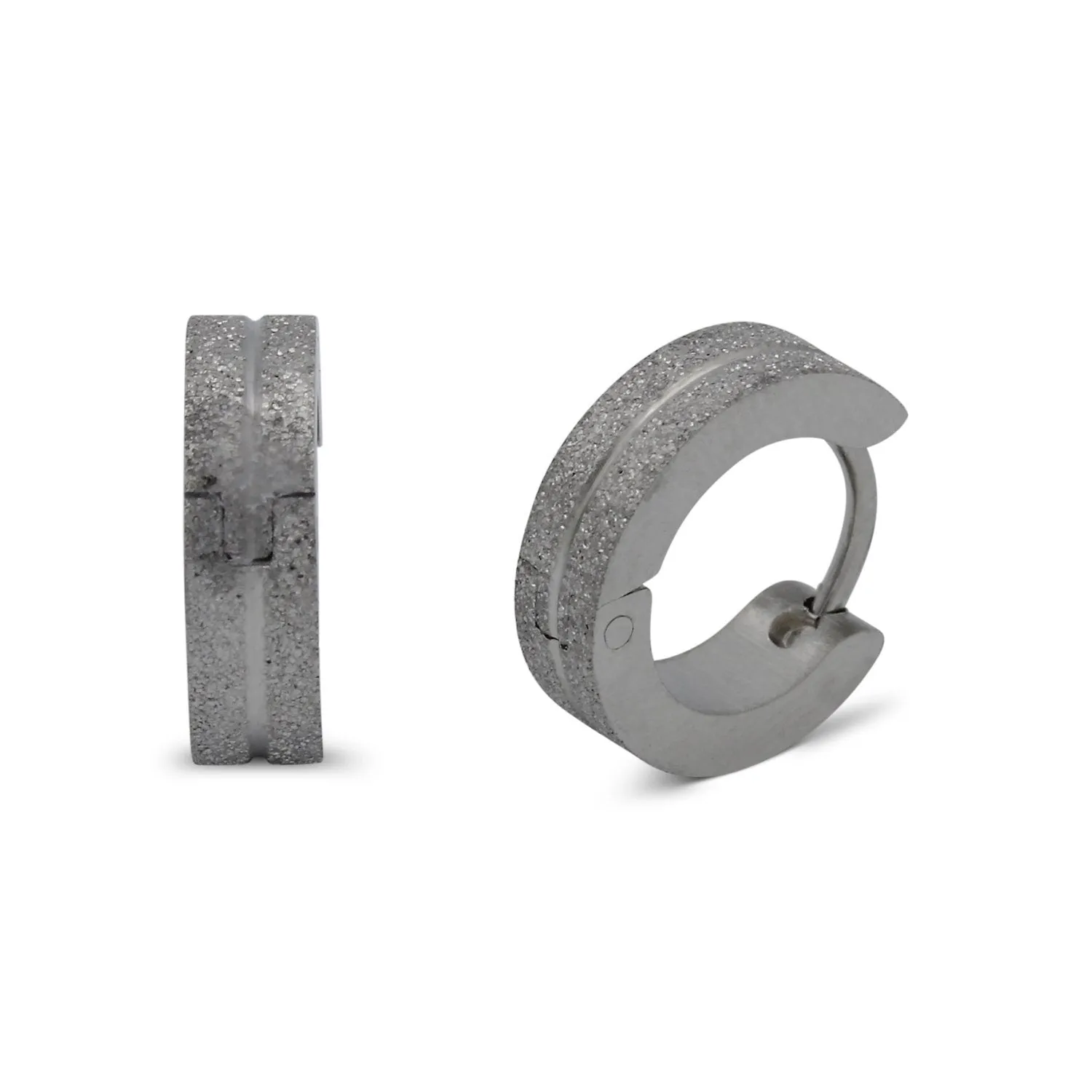Huggie Hoop Earrings Stainless Steel Sandblasted Texture