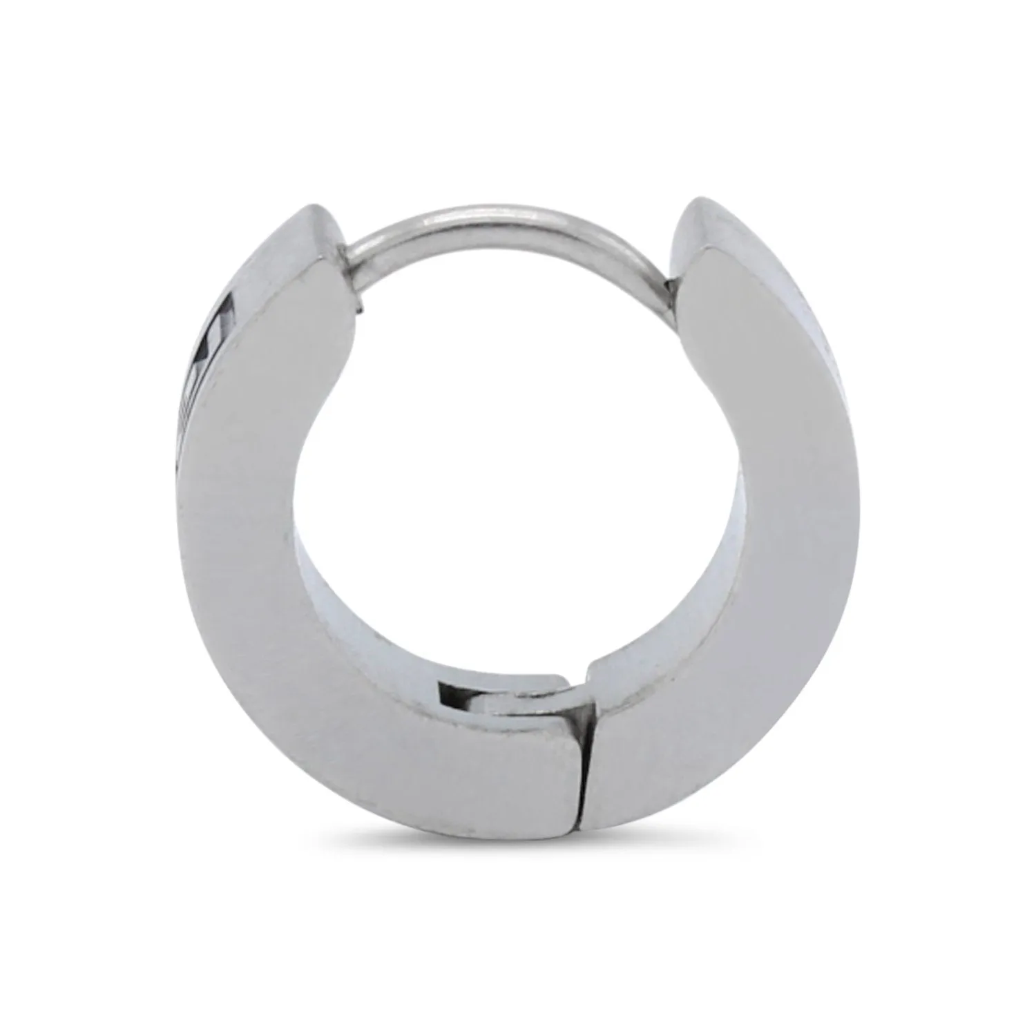 Huggie Hoop Stainless Steel Earrings with Black Design