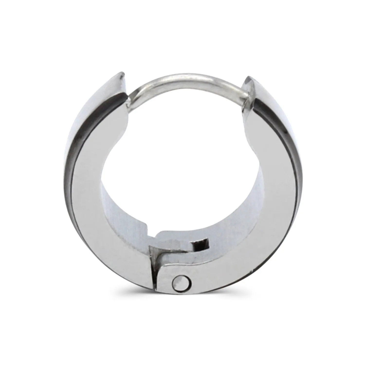 Huggie Hoop Stainless Steel Earrings with Black Stripes Design