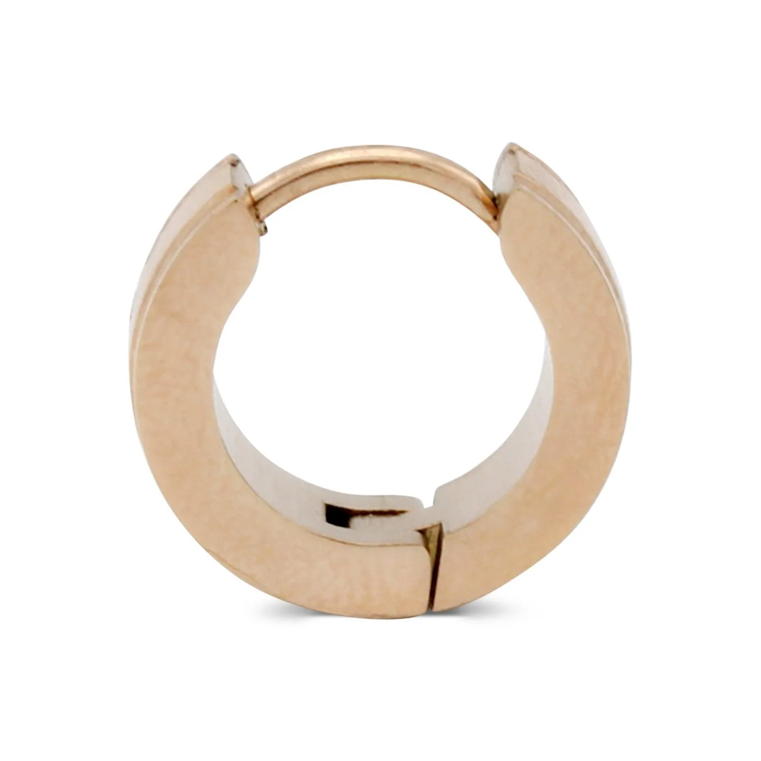 Huggie Hoop Stainless Steel Earrings with Rose Gold Stripes