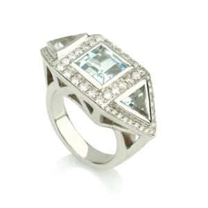 Imperial Art Deco three stones  ring