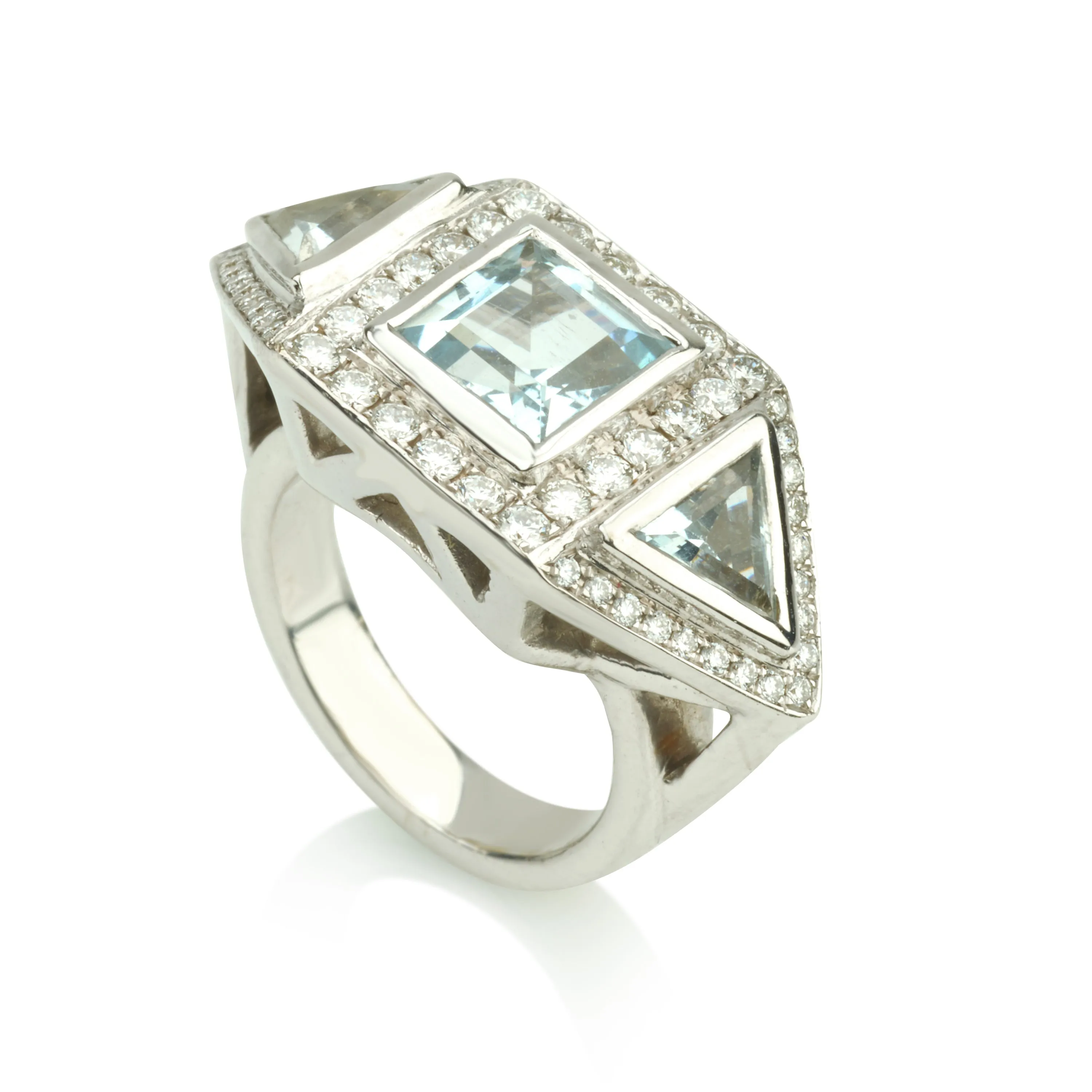 Imperial Art Deco three stones  ring