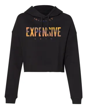 InkAddict WOMENS EXPENSIVE SKIN III CROP Hoodie BLACK / CHROMA