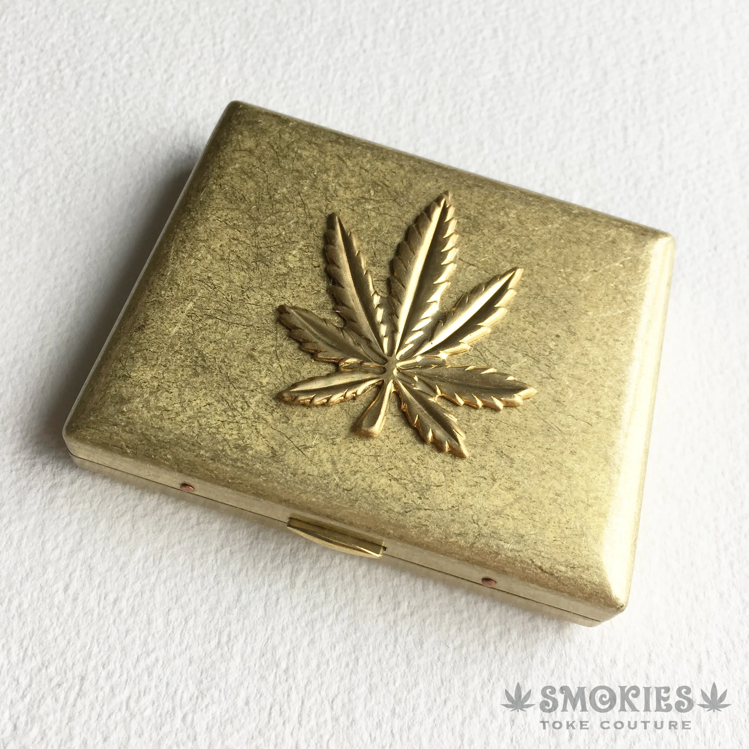 Joint Case - Gold Marijuana Weed Leaf