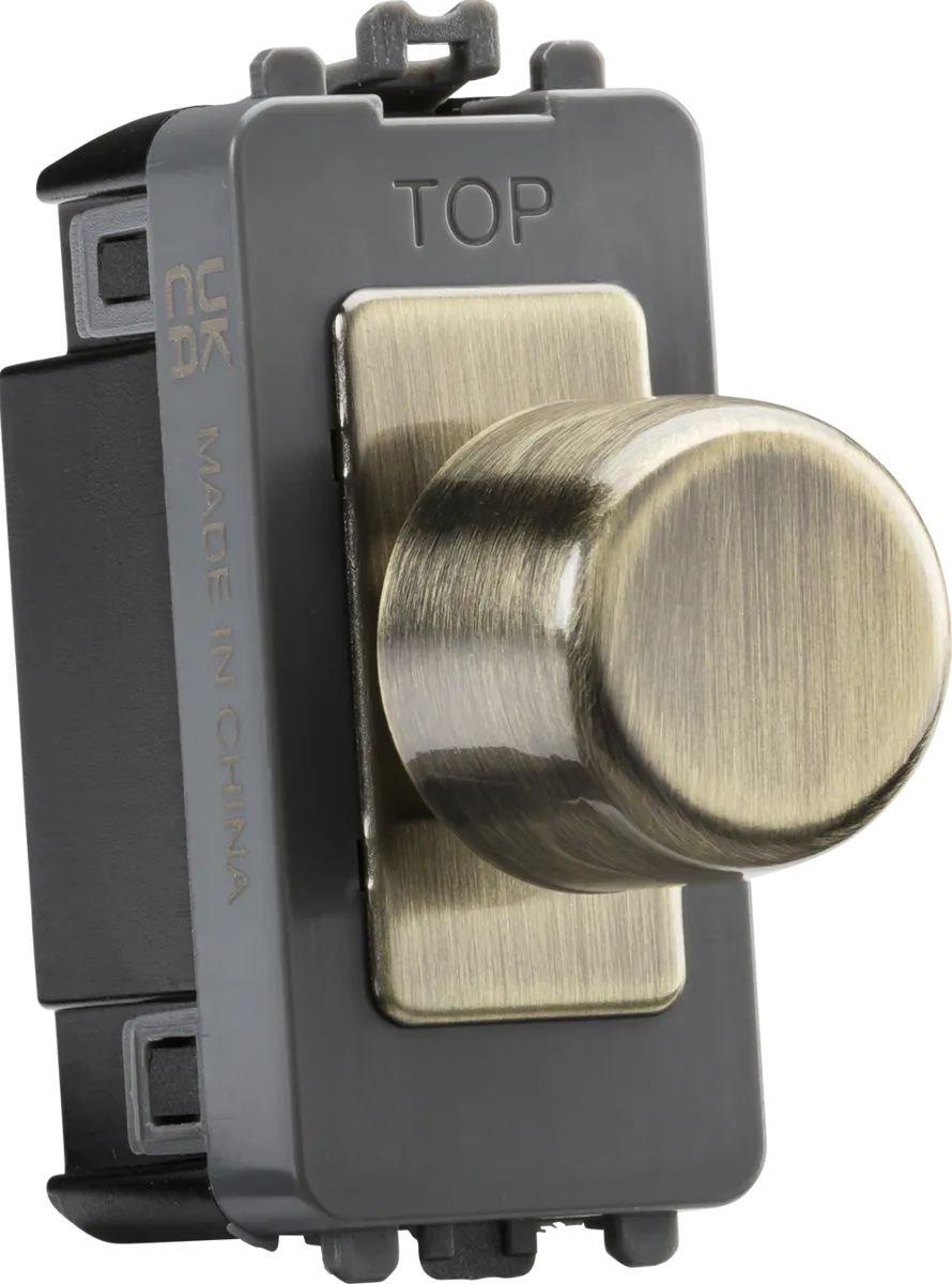 Knightsbridge GDM200AB 1G 2-Way 10-200W 10-100W LED Trailing Edge Dimmer - Antique Brass