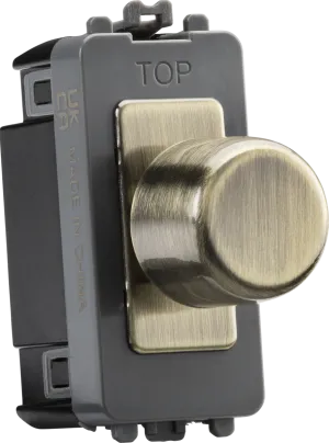 Knightsbridge GDM200AB 1G 2-Way 10-200W 10-100W LED Trailing Edge Dimmer - Antique Brass