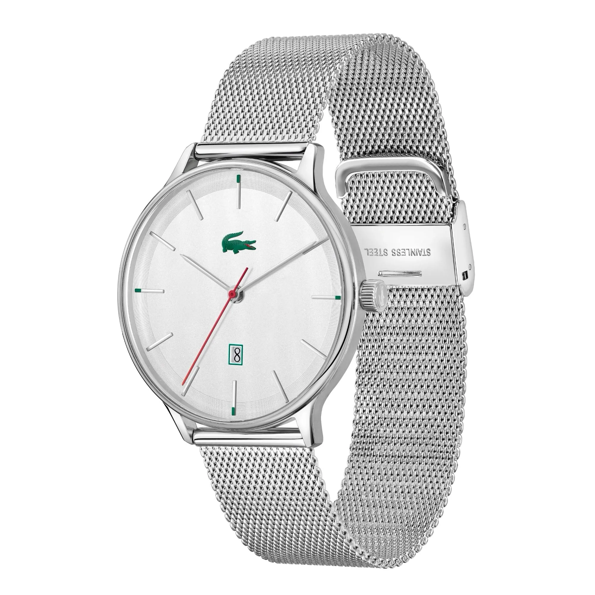 Lacoste Club Men's Slim Silver Date Watch Mesh Band