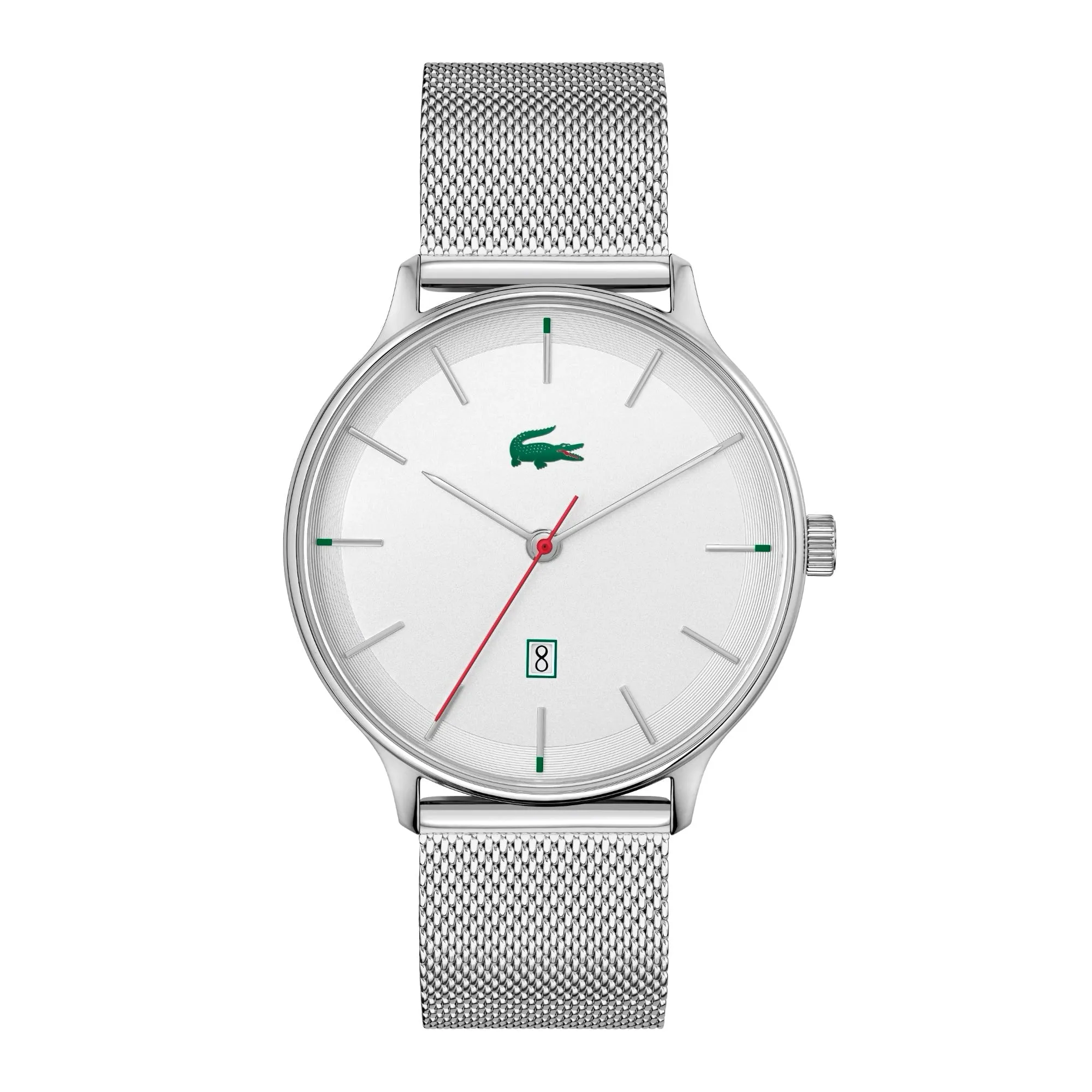 Lacoste Club Men's Slim Silver Date Watch Mesh Band