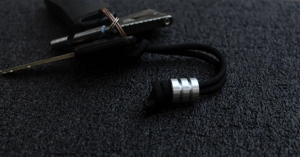 Large Aluminum Lanyard Bead With Two Grooves and a Free Paracord Lanyard