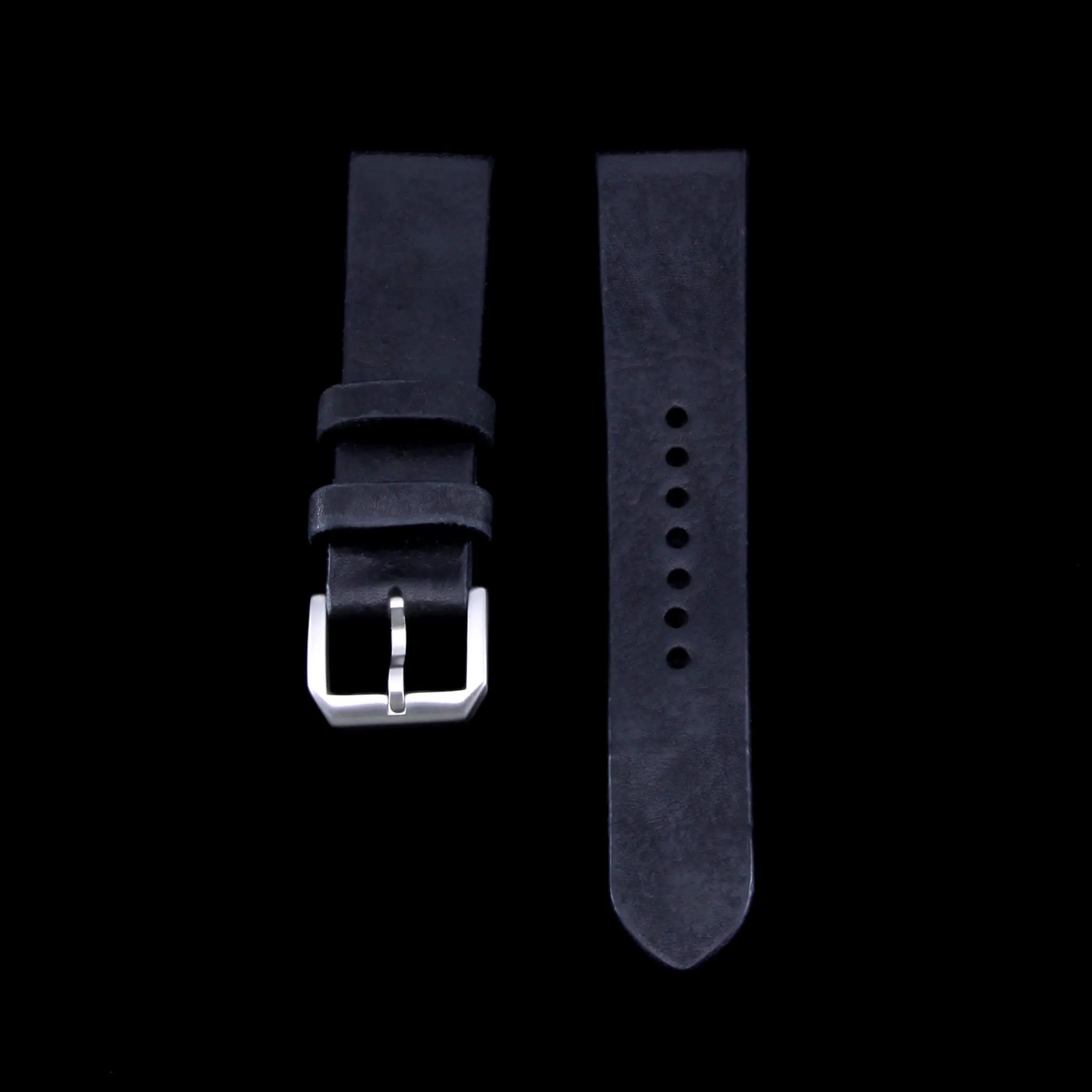 Leather Watch Strap, Vintage Nero (Black) | Stitch-less
