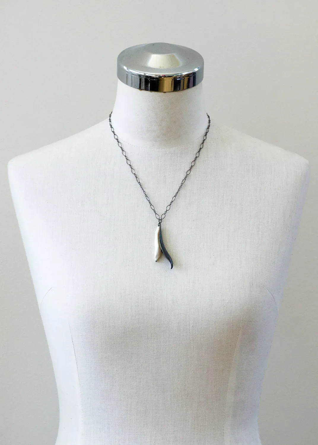 Long pearl drop necklace