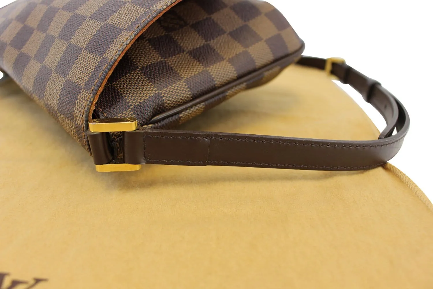 LOUIS VUITTON Damier Ebene Musette Tango Long Strap Crossbody Bag