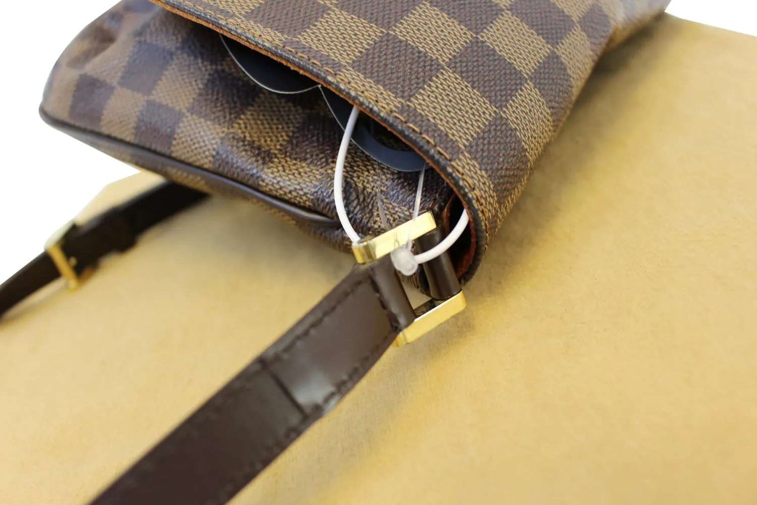 LOUIS VUITTON Damier Ebene Musette Tango Long Strap Crossbody Bag