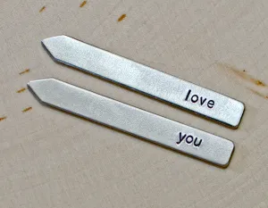 Love you collar stays for personalized gifts in Aluminum or Sterling Silver