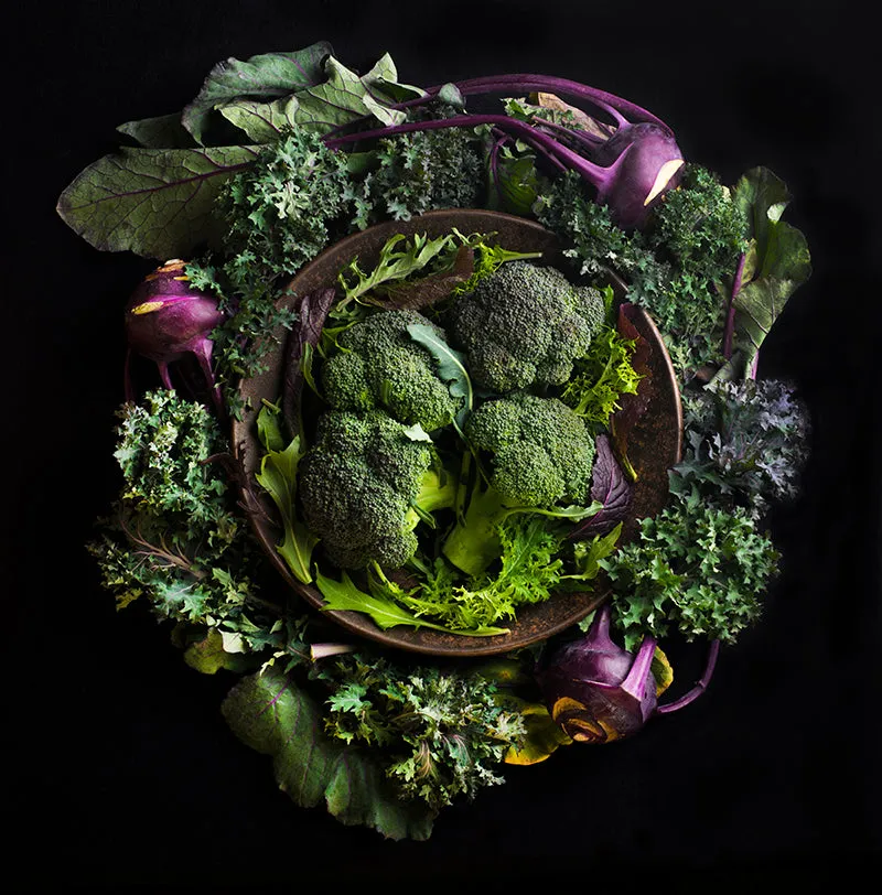 Mandala Fine Art Metal Print, Broccoli and Kohlrabi
