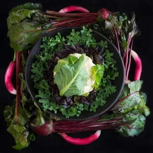 Mandala Fine Art Metal Print, Cauliflower, Radish and Beet