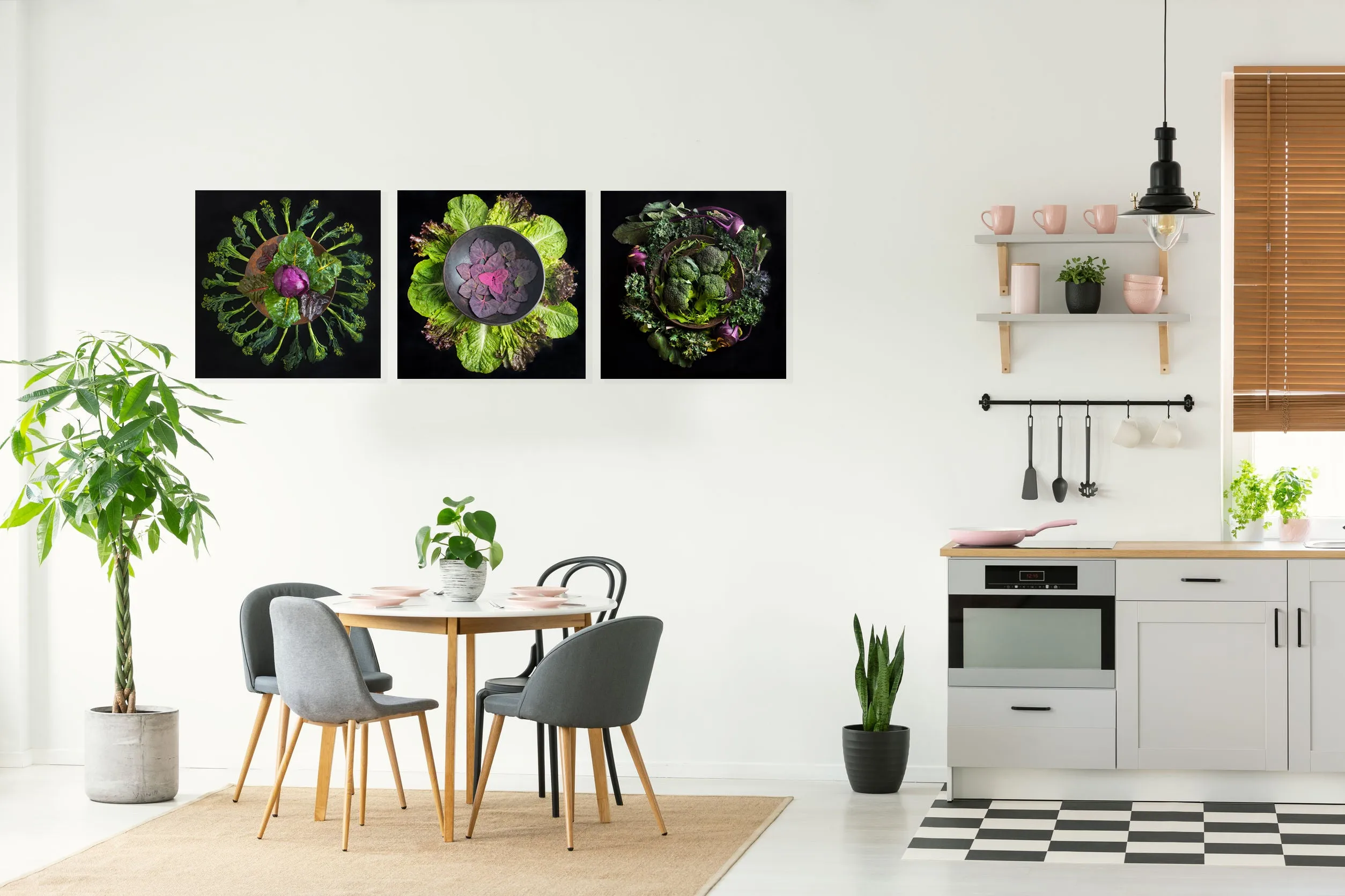 Mandala Fine Art Metal Print, Radish, Arugula and Cauliflower