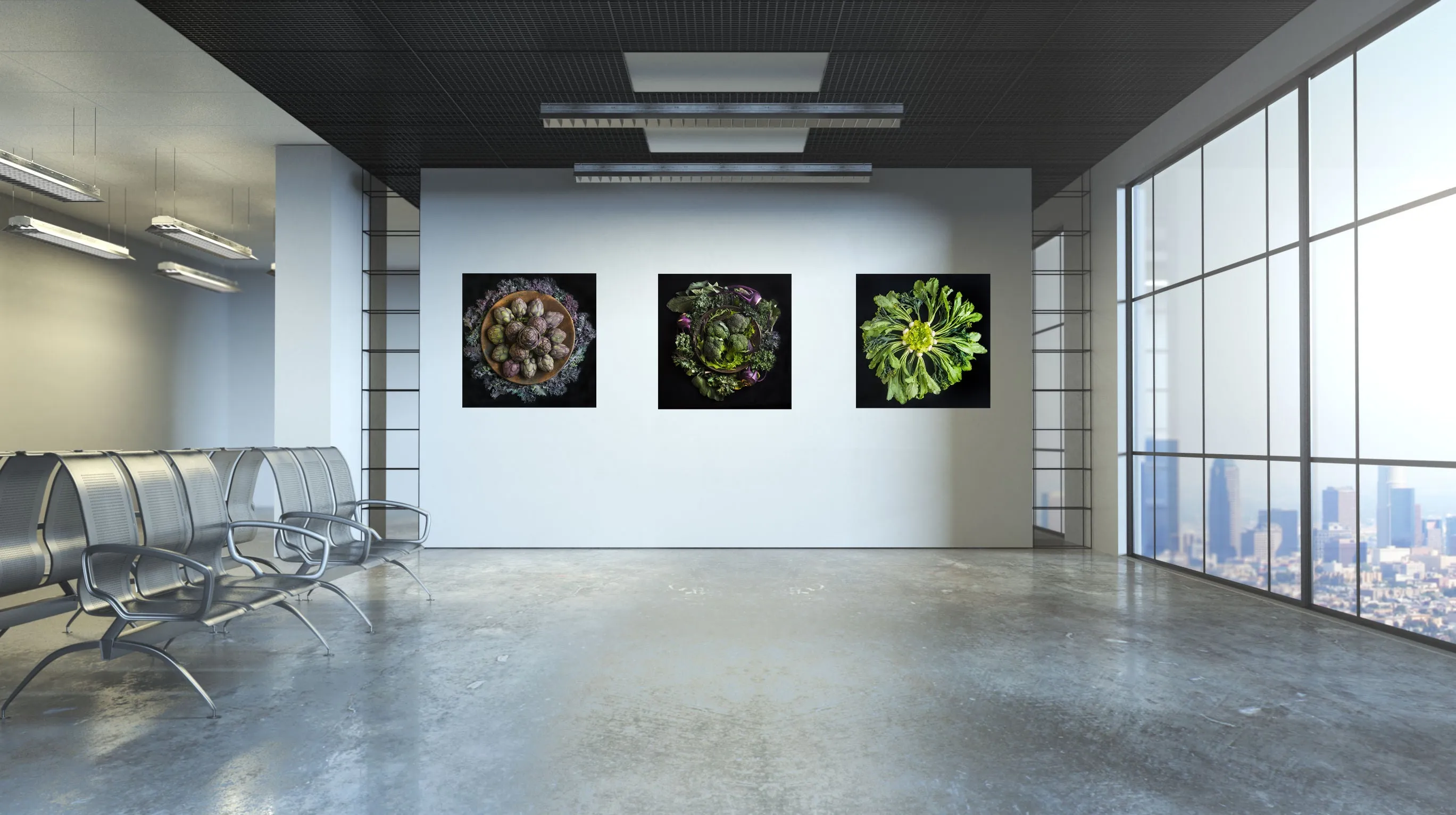 Mandala Fine Art Metal Print, Radish, Arugula and Cauliflower