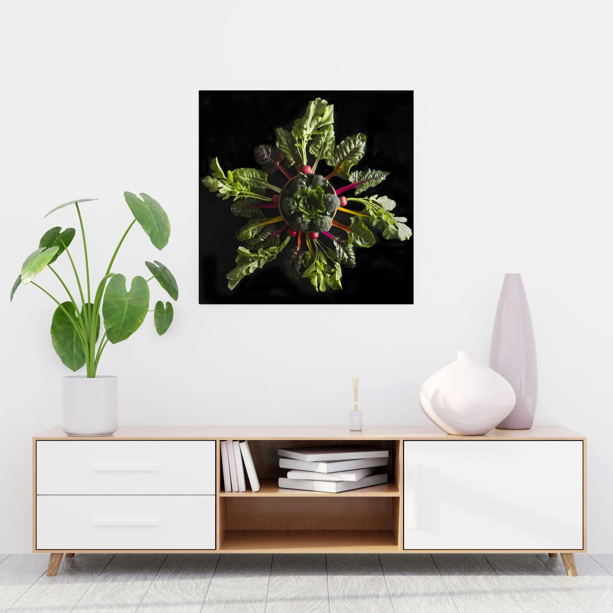 Mandala Fine Art Metal Print, Radish, Chard and Broccoli