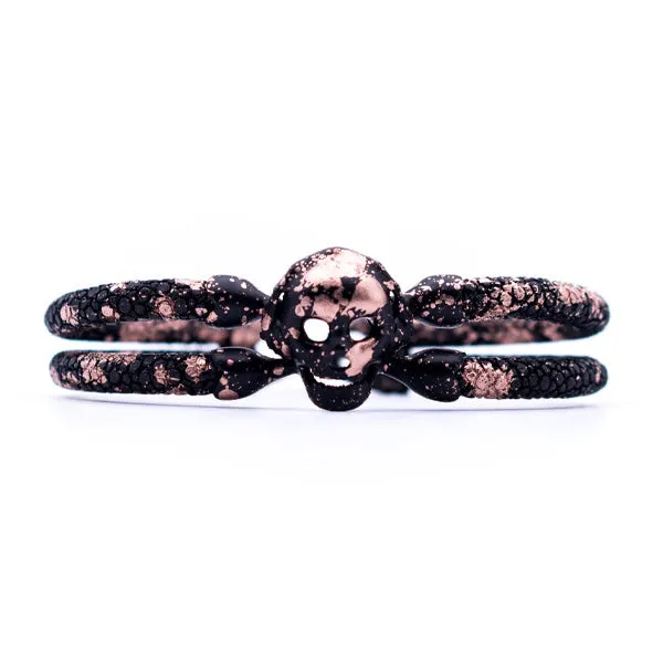 Matte Black Splashed Rose gold Stingray Single Skull