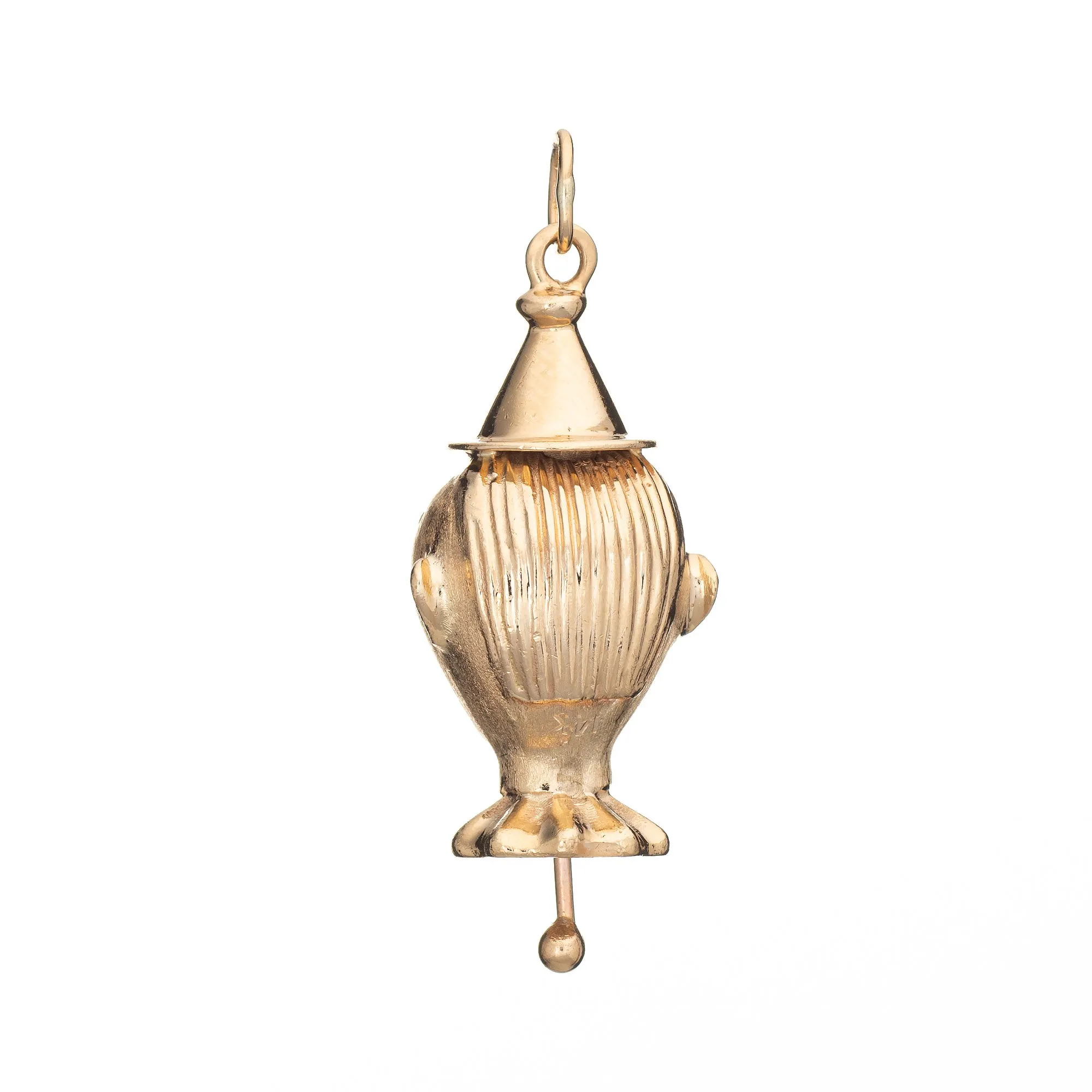 Mechanical Clown Charm Vintage 14k Yellow Gold Enamel Pendant Moveable Jewelry