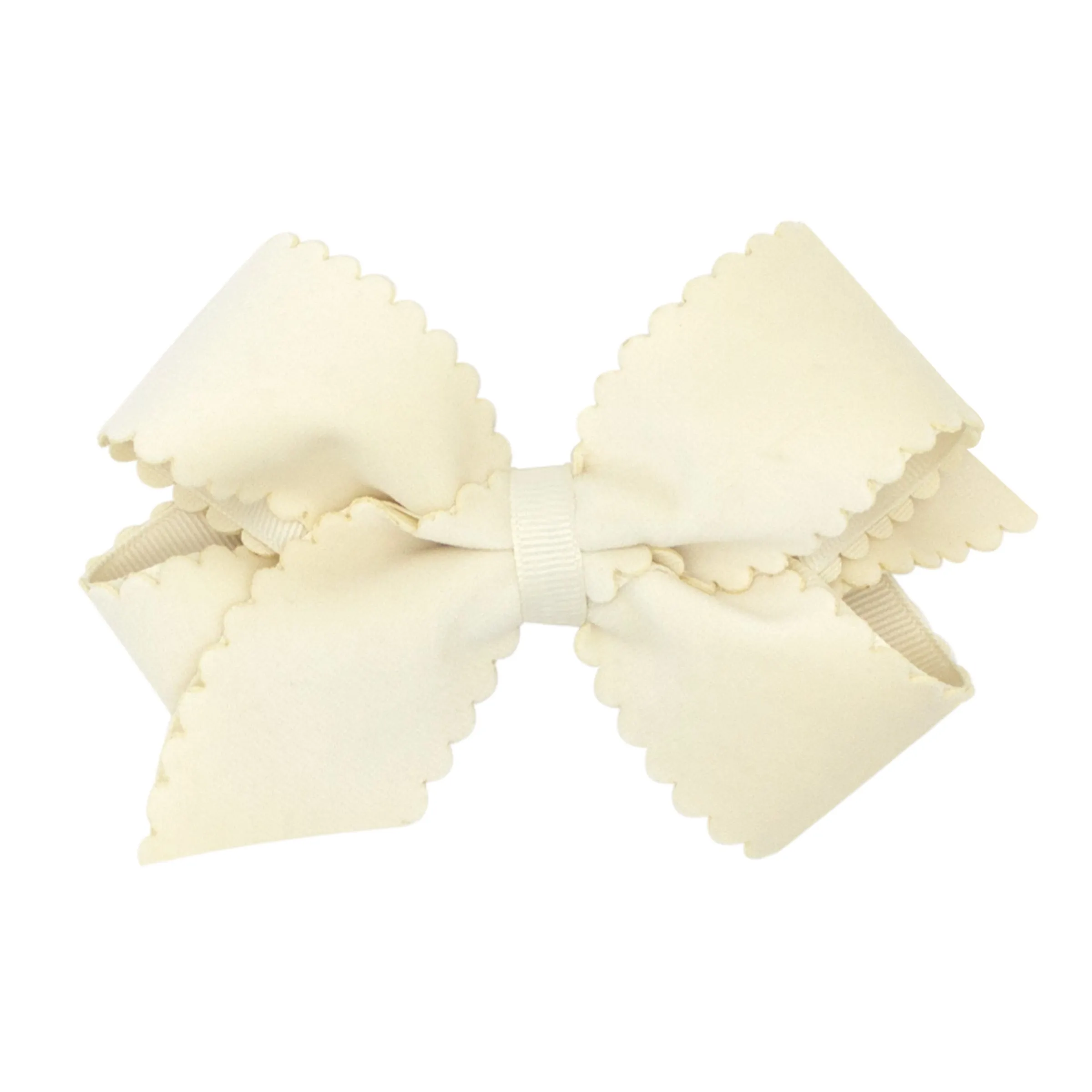 Medium Grosgrain with Scalloped Edge Faux Velvet Bow on Clippie