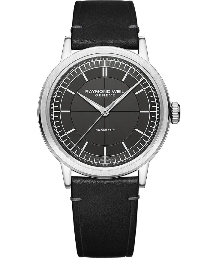 Millesime Men's Automatic Black Leather Strap Watch