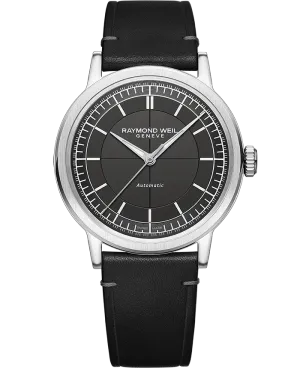 Millesime Men's Automatic Black Leather Strap Watch