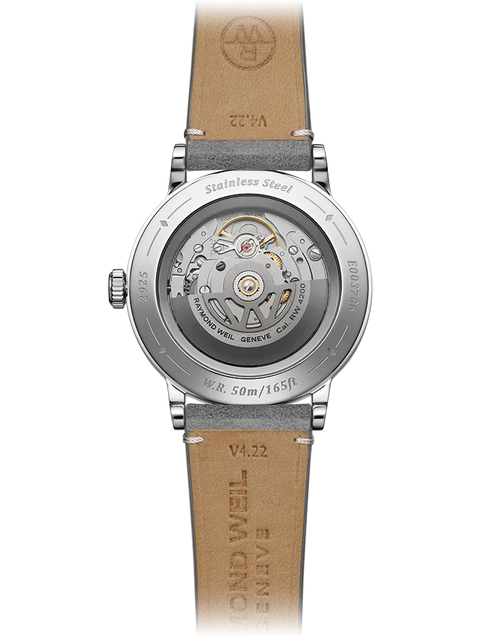 Millesime Men's Automatic Grey Leather Strap Watch