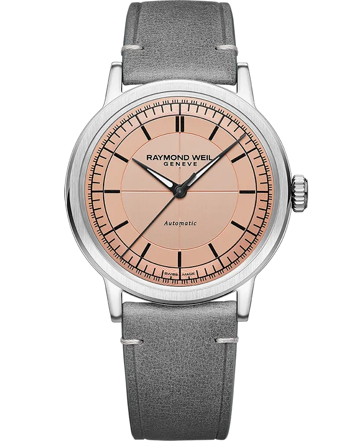 Millesime Men's Automatic Grey Leather Strap Watch