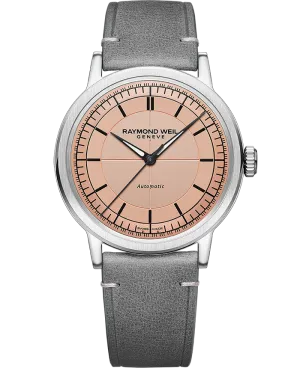 Millesime Men's Automatic Grey Leather Strap Watch