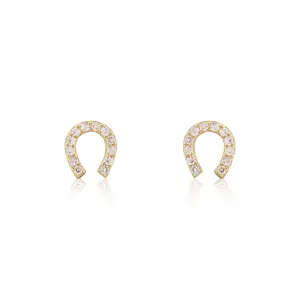 Mini Diamond Horseshoe Stud Earrings