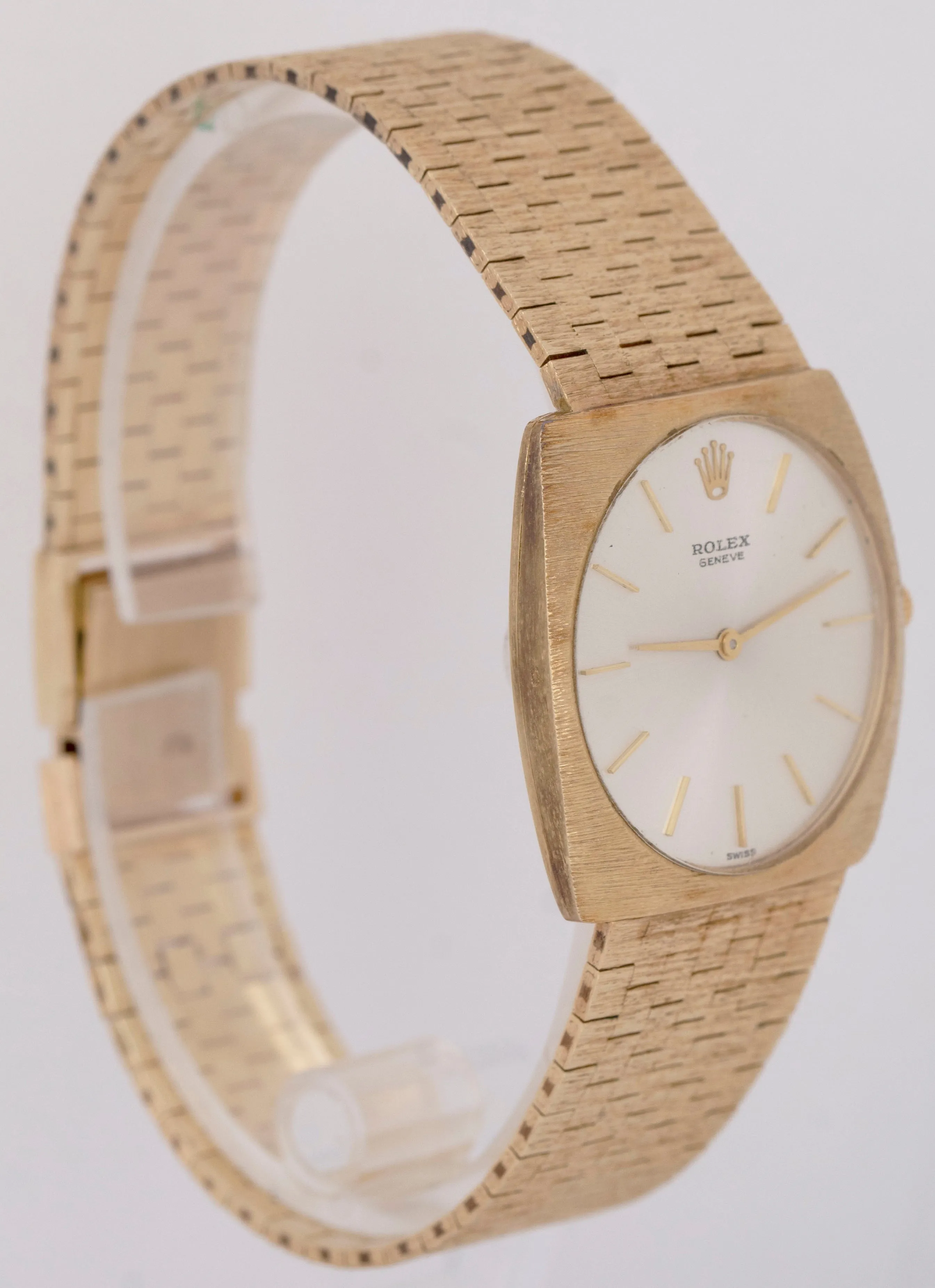 MINT Rolex Cellini 14K Yellow Gold 29mm Silver Bark Finish Manual Wind 604 BOX