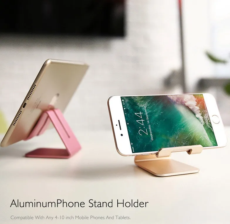Mobile Phone Holder Stand Aluminium Alloy Metal Tablet Desk Holders Cellphone Stands  Golden