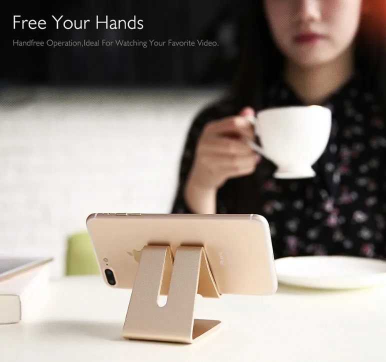 Mobile Phone Holder Stand Aluminium Alloy Metal Tablet Desk Holders Cellphone Stands  Golden