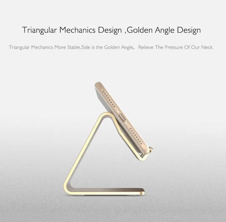 Mobile Phone Holder Stand Aluminium Alloy Metal Tablet Desk Holders Cellphone Stands  Golden