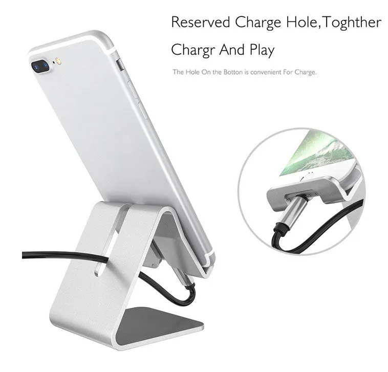 Mobile Phone Holder Stand Aluminium Alloy Metal Tablet Desk Holders Cellphone Stands  Golden