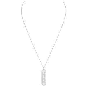 Move 10TH 18K White Gold Petite Model Pavé Diamond Necklace