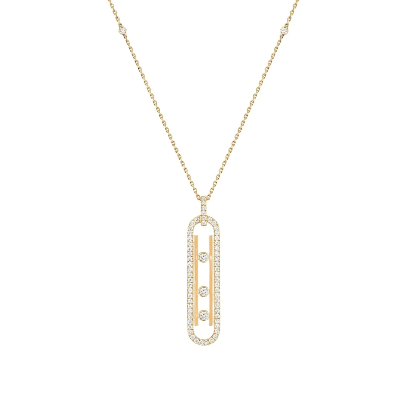 Move 10TH 18K Yellow Gold Petite Model Pavé Diamond Necklace