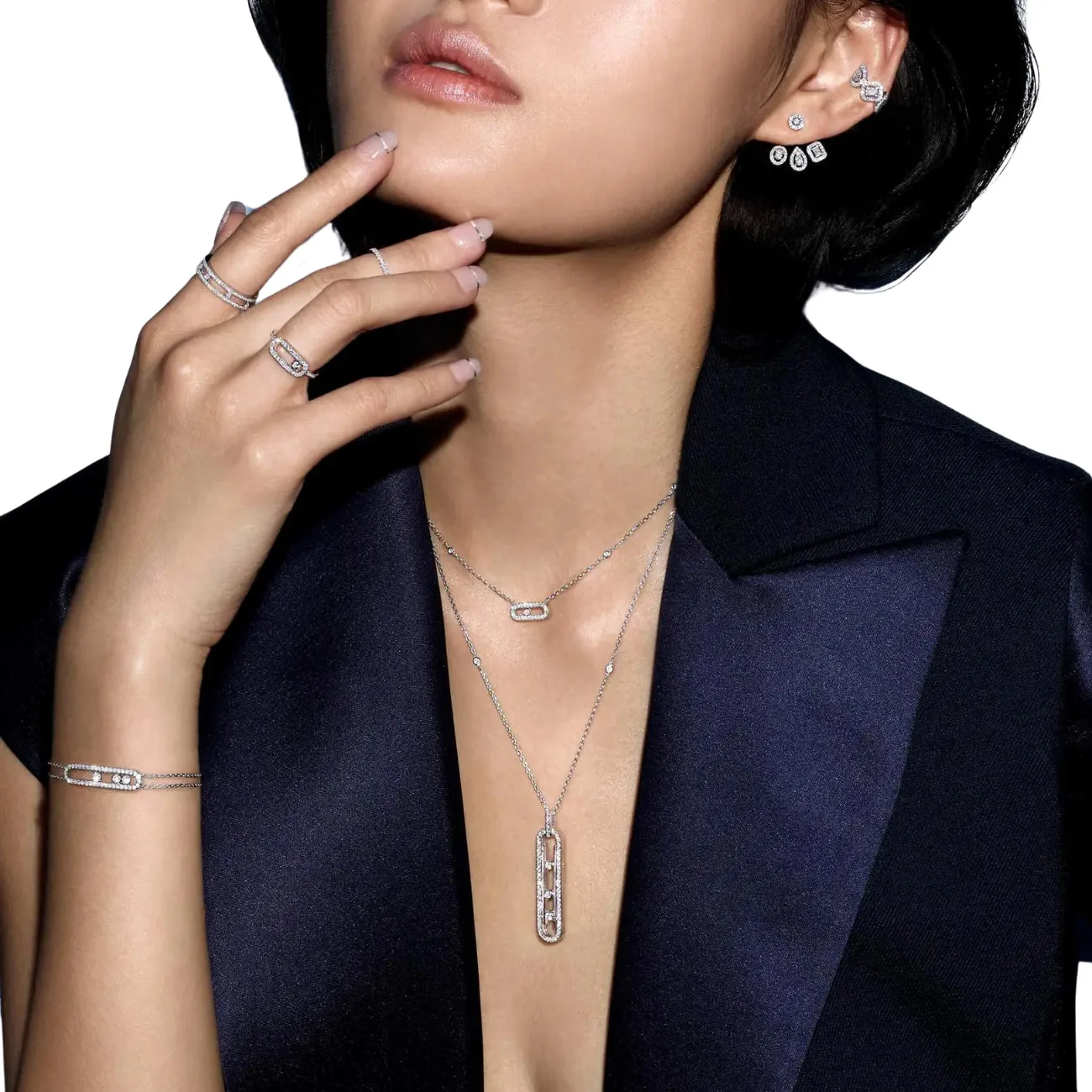 Move 10TH 18K Yellow Gold Petite Model Pavé Diamond Necklace