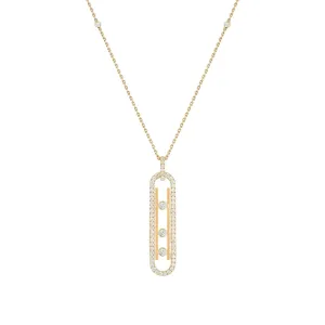 Move 10TH 18K Yellow Gold Petite Model Pavé Diamond Necklace