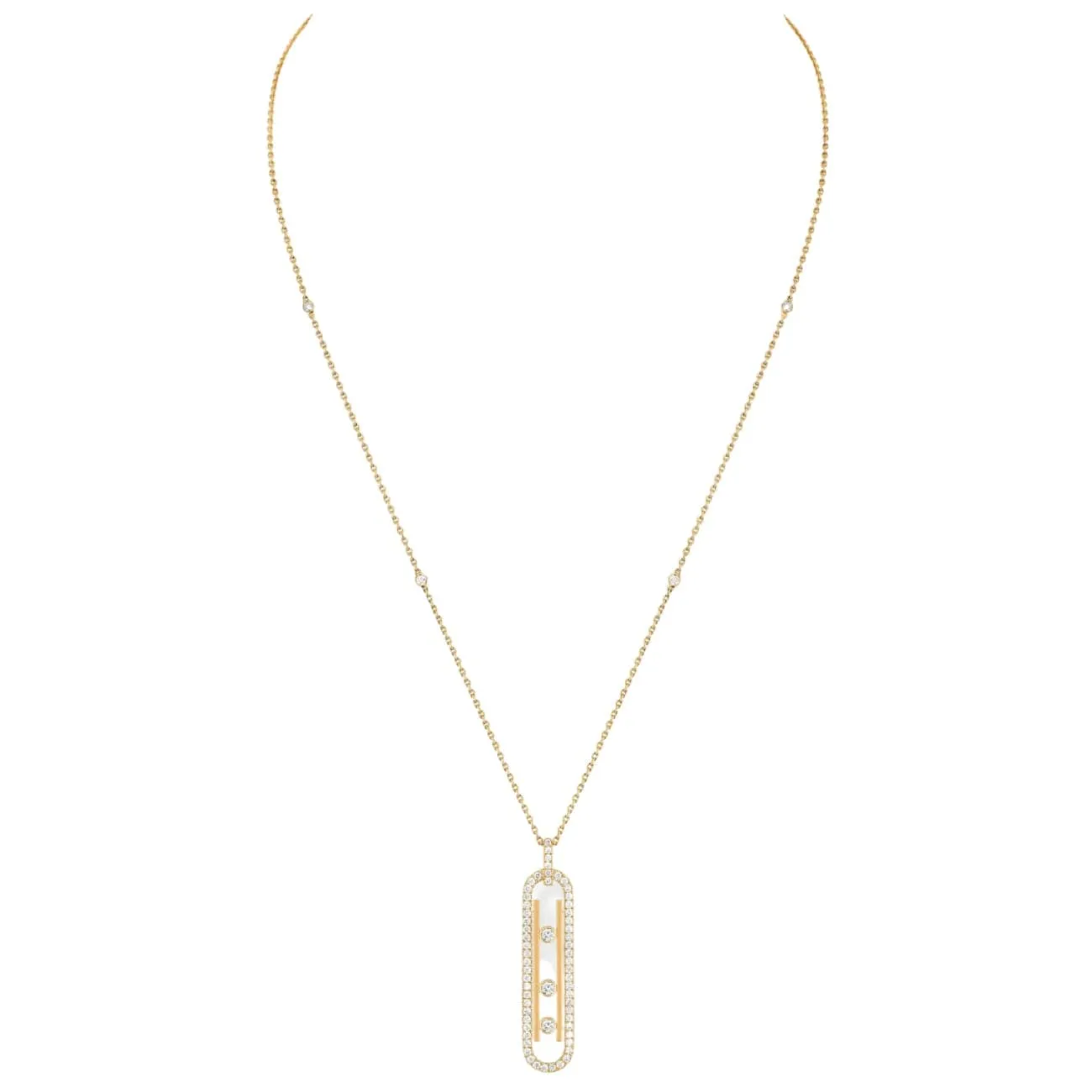 Move 10TH 18K Yellow Gold Petite Model Pavé Diamond Necklace