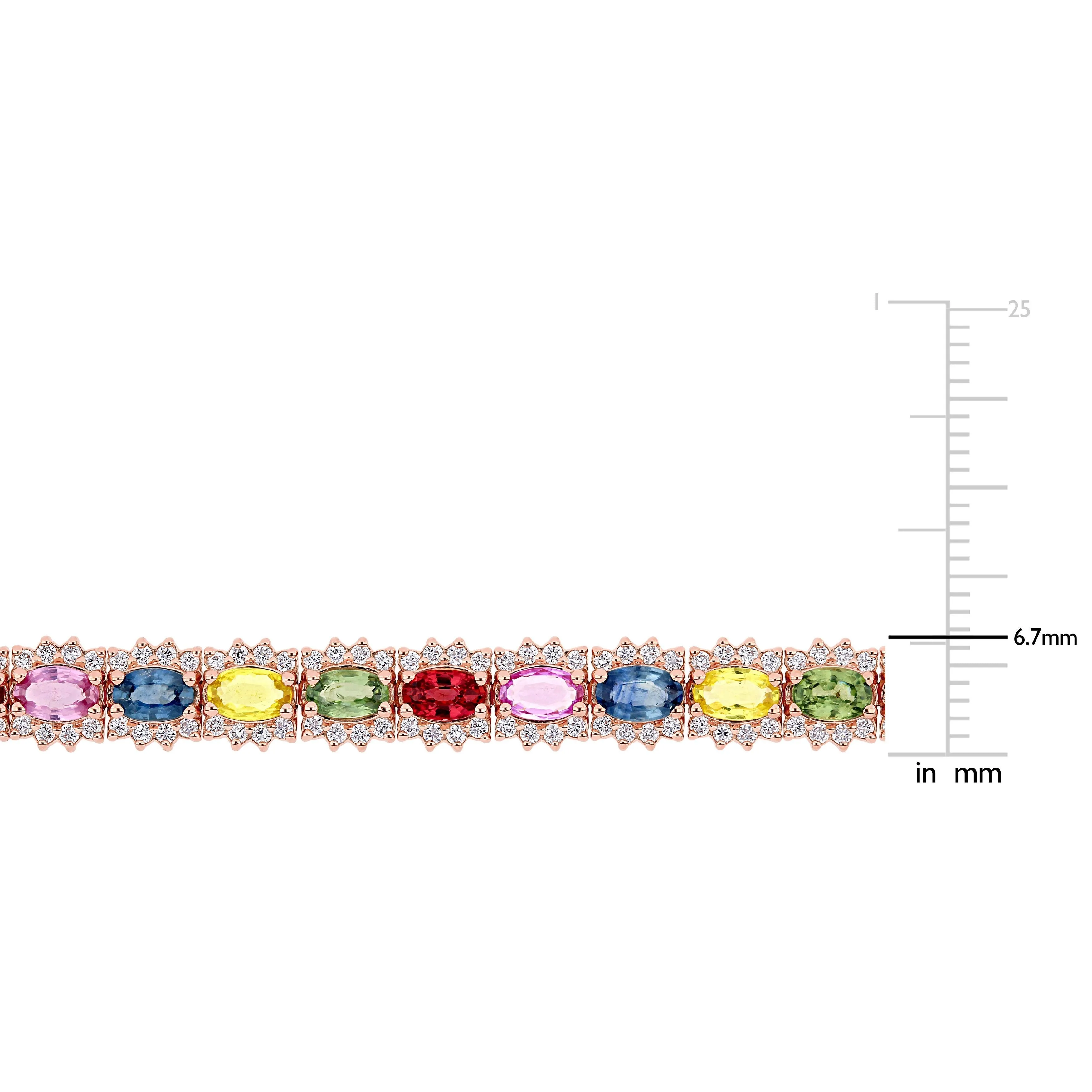 Multi-Color Sapphire Gemstone Tennis Bracelet