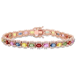 Multi-Color Sapphire Gemstone Tennis Bracelet