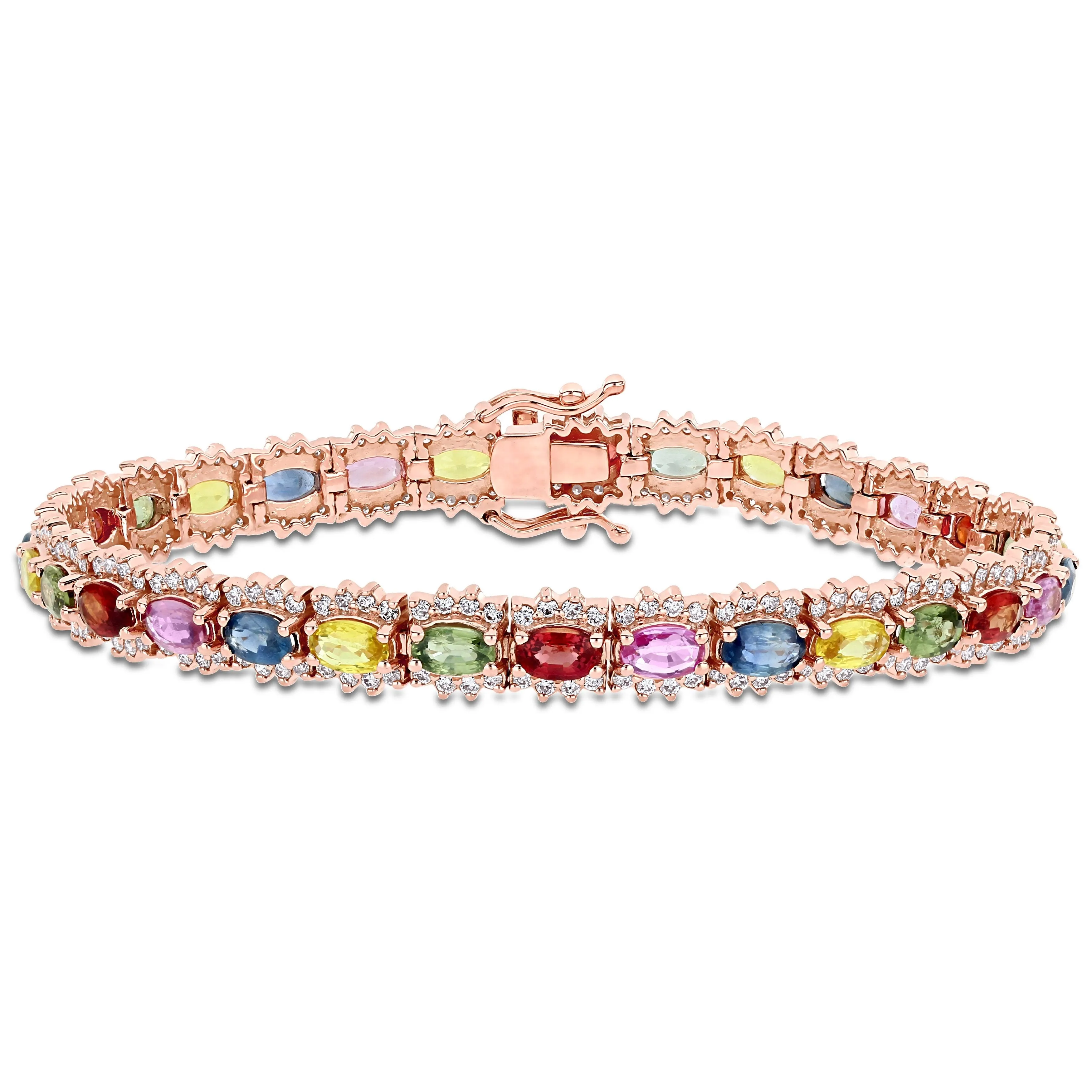 Multi-Color Sapphire Gemstone Tennis Bracelet