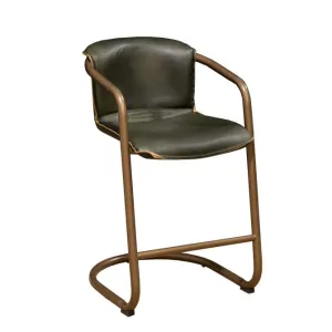 Nisky Leather Counter Chair - Emerald Green