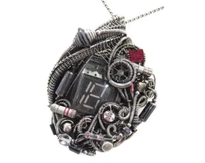 Nixie Tube Steampunk/Cyberpunk Fusion Pendant with Upcycled Watch & Electronic Parts