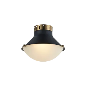 Notting Matte Black and Aged Gold Brass Trim 2 Light Ceiling Mount